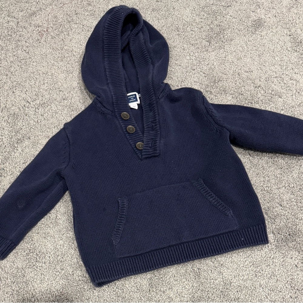 Janie and Jack Blue Knit Hoodie